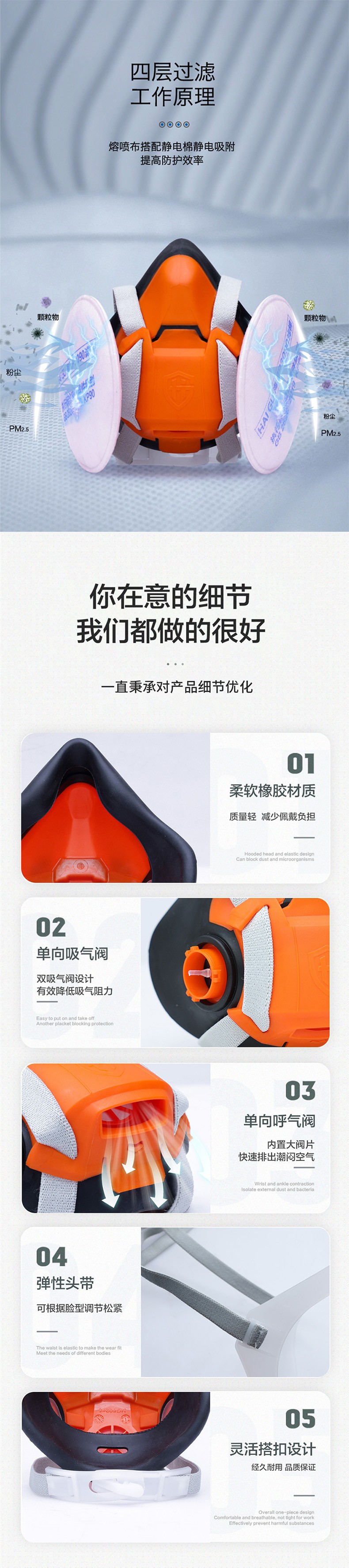海固HG-602 KP95油性非油性颗粒物防尘面具图片2