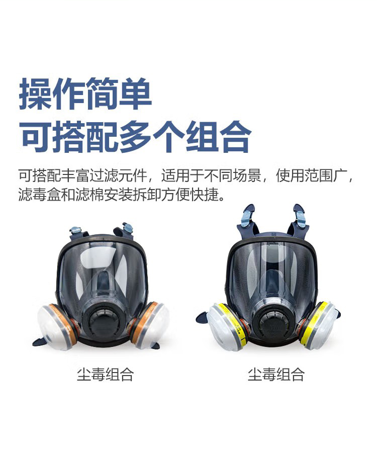 呼享8800双滤盒硅胶全面罩防毒面具6